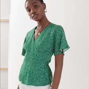 & Other Stories Green Wrap Blouse